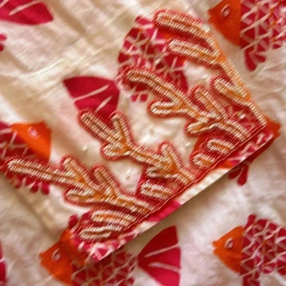 Barbara  Gerwit fish beaded coral tunic - Picture 4 of 10